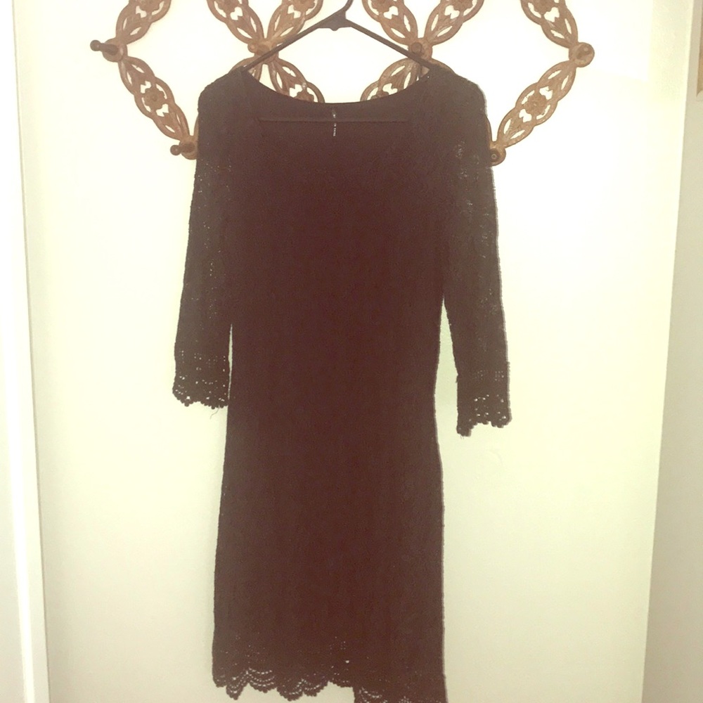 Black lace and crocheted dress